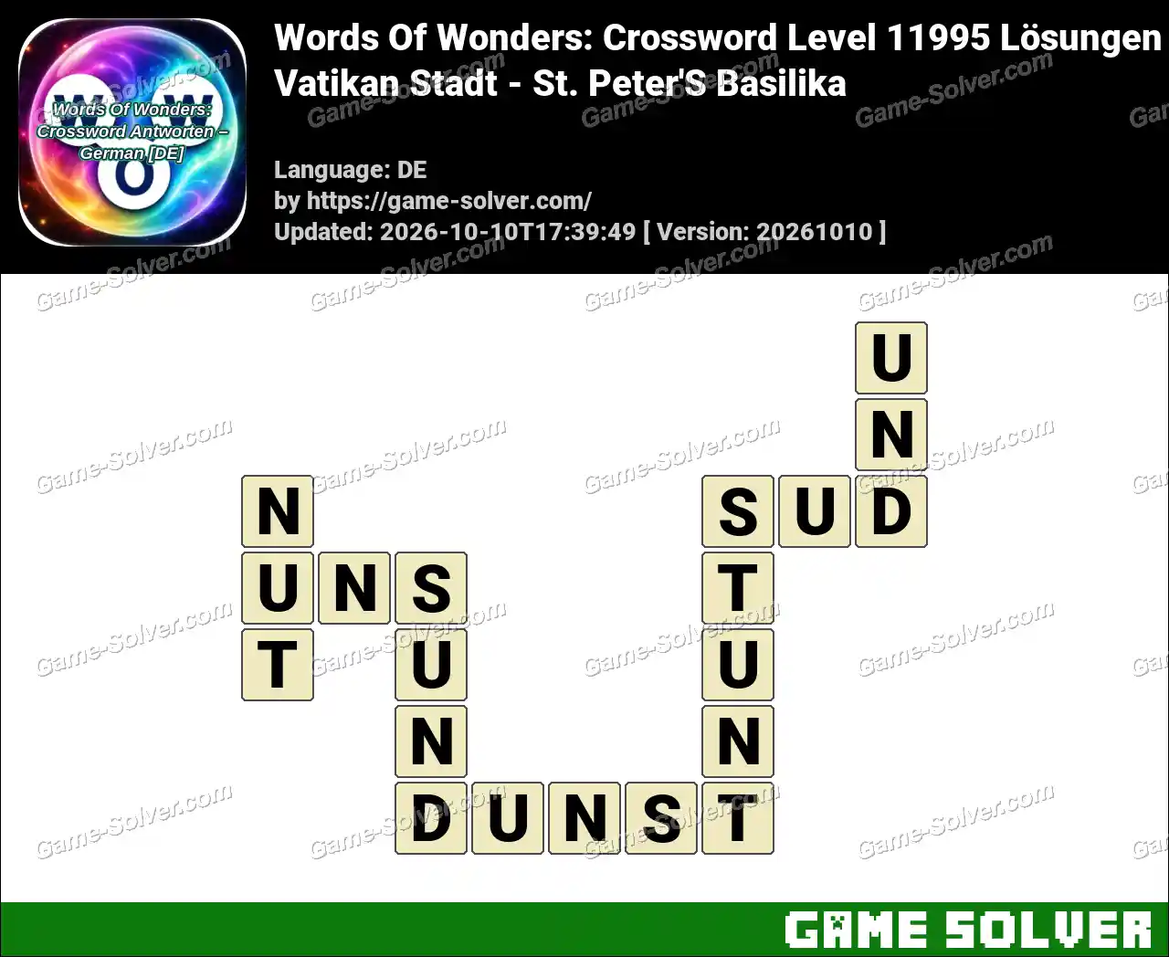 Words Of Wonders: Crossword Level 11995 Lösungen – Vatikan Stadt – St. Peter’S Basilika